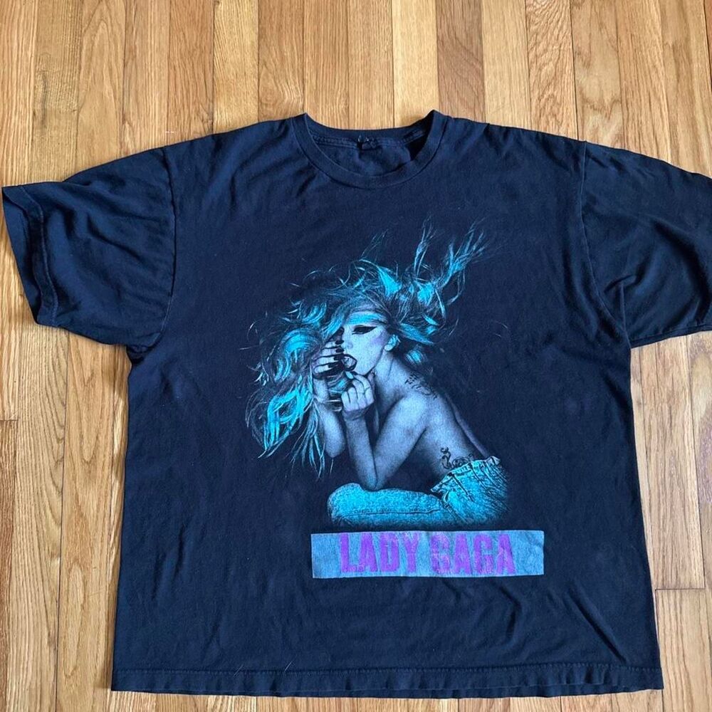 2013 Lady Gaga official Born This Way Ball Tour double sided Graphic Band Tee XL
